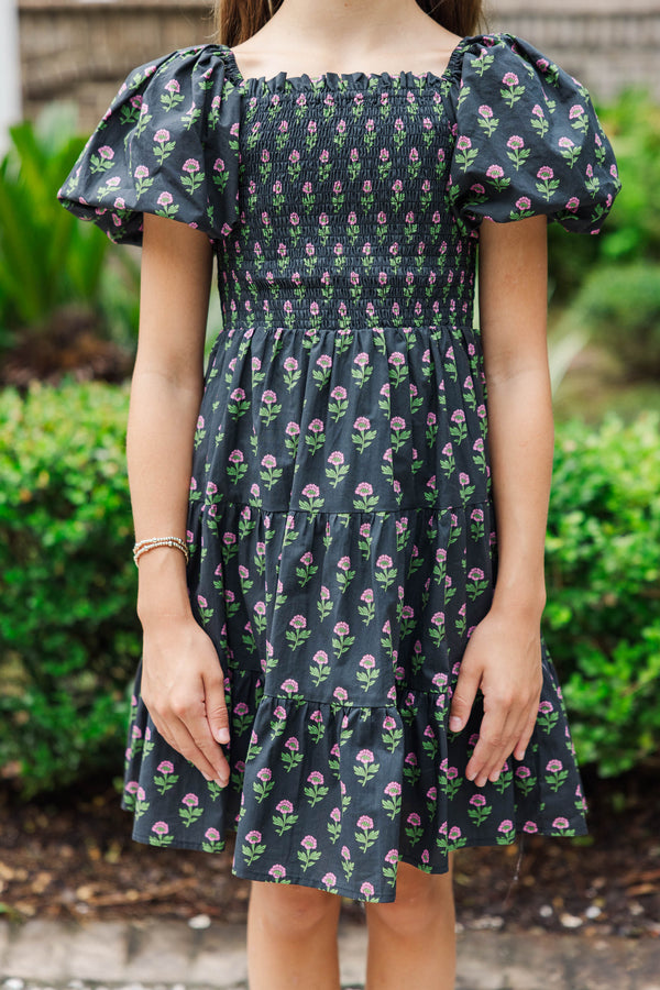 Girls: Just As You Were Black Medallion Babydoll Dress