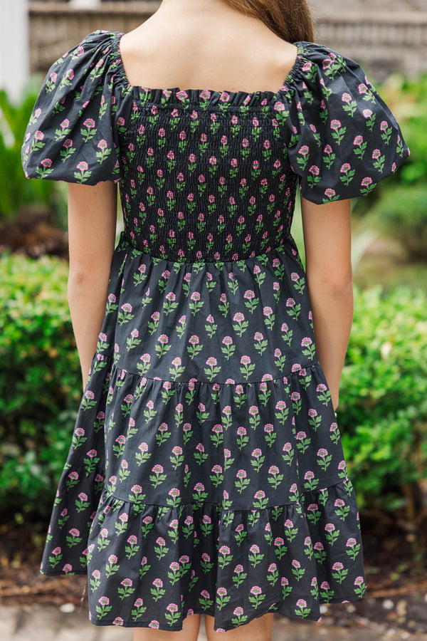 Girls: Just As You Were Black Medallion Babydoll Dress