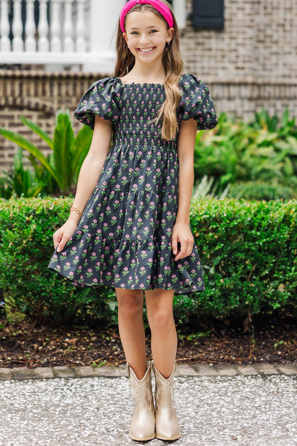 Girls: Just As You Were Black Medallion Babydoll Dress