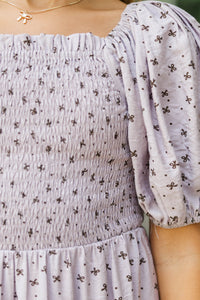 Girls: Just As You Were Purple Bow Print Babydoll Dress