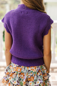 Girls: Get It Going Plum Purple Cable Knit Sweater Top