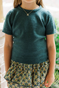 Girls: Work Of Art Emerald Short Sleeve Sweater