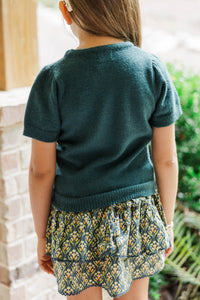 Girls: Work Of Art Emerald Short Sleeve Sweater