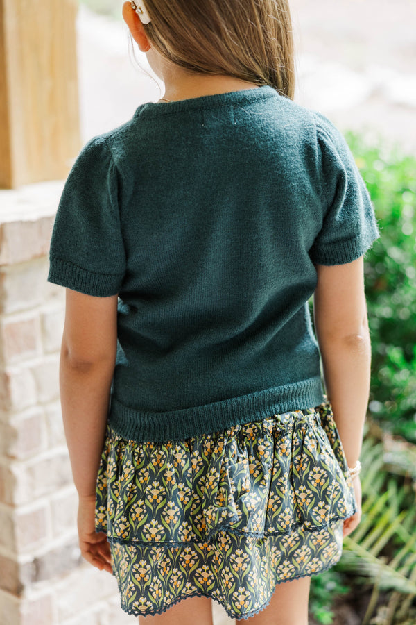 Girls: Work Of Art Emerald Short Sleeve Sweater