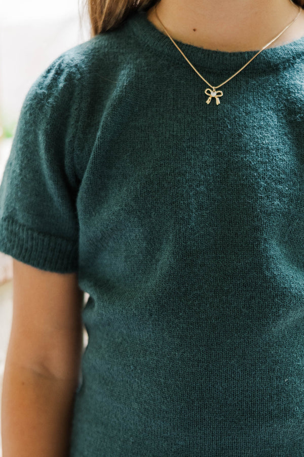 Girls: Work Of Art Emerald Short Sleeve Sweater