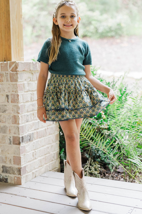 Girls: Work Of Art Emerald Short Sleeve Sweater