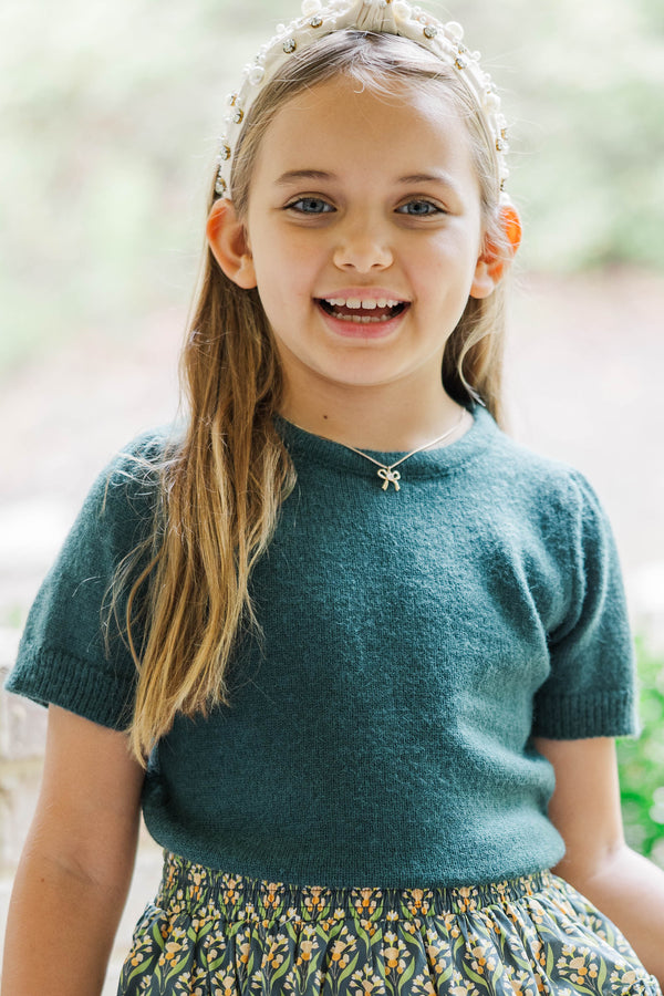 Girls: Work Of Art Emerald Short Sleeve Sweater