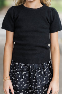 Girls: Work Of Art Black Short Sleeve Sweater