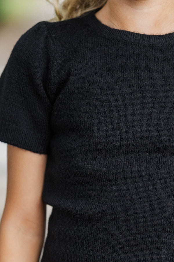 Girls: Work Of Art Black Short Sleeve Sweater