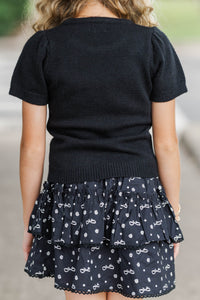 Girls: Work Of Art Black Short Sleeve Sweater