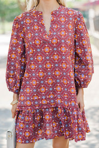 Harvest Beauty Brown Floral Medallion Dress