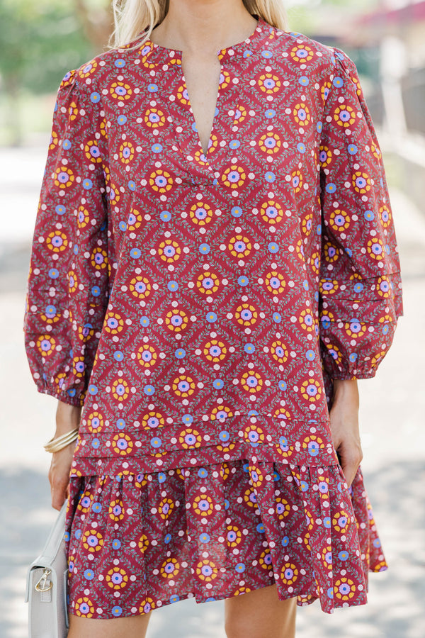 Harvest Beauty Brown Floral Medallion Dress