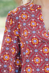Harvest Beauty Brown Floral Medallion Dress