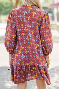 Harvest Beauty Brown Floral Medallion Dress