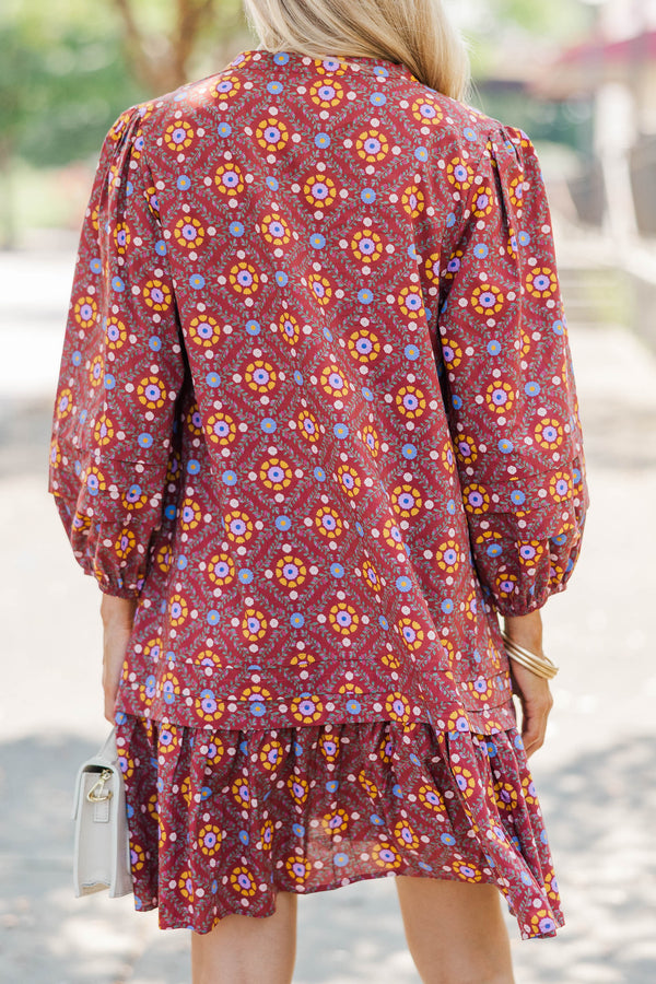 Harvest Beauty Brown Floral Medallion Dress