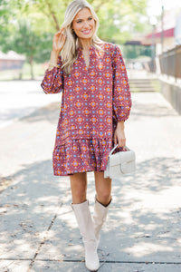 Harvest Beauty Brown Floral Medallion Dress