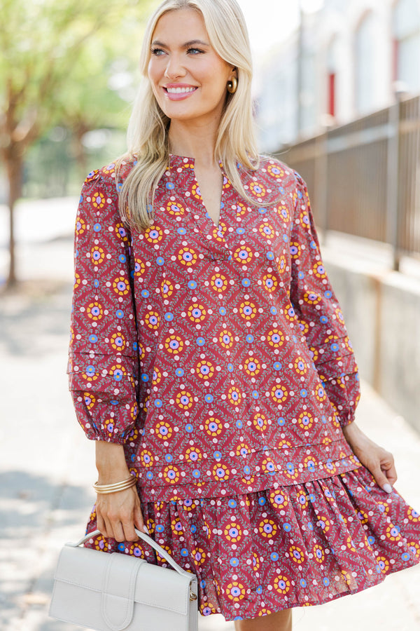 Harvest Beauty Brown Floral Medallion Dress