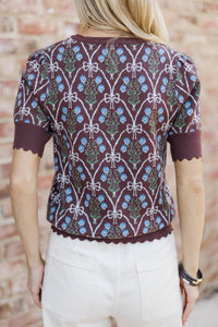 My Storyline Brown Bow Print Sweater