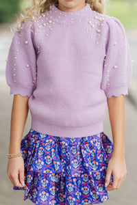 Girls: Sweet Like Sugar Lavender Pearl Sweater