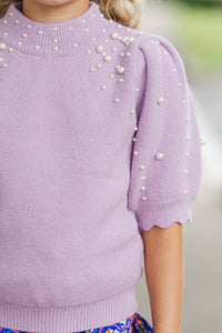 Girls: Sweet Like Sugar Lavender Pearl Sweater