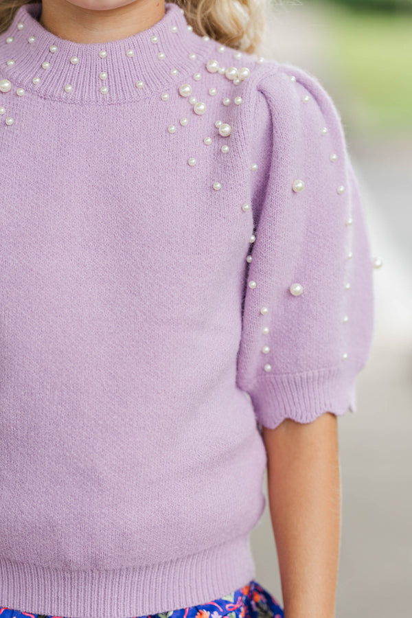 Girls: Sweet Like Sugar Lavender Pearl Sweater