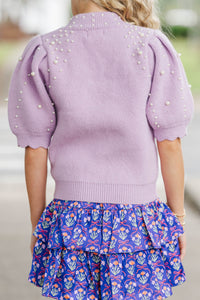 Girls: Sweet Like Sugar Lavender Pearl Sweater
