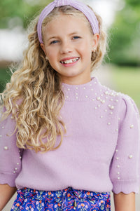 Girls: Sweet Like Sugar Lavender Pearl Sweater