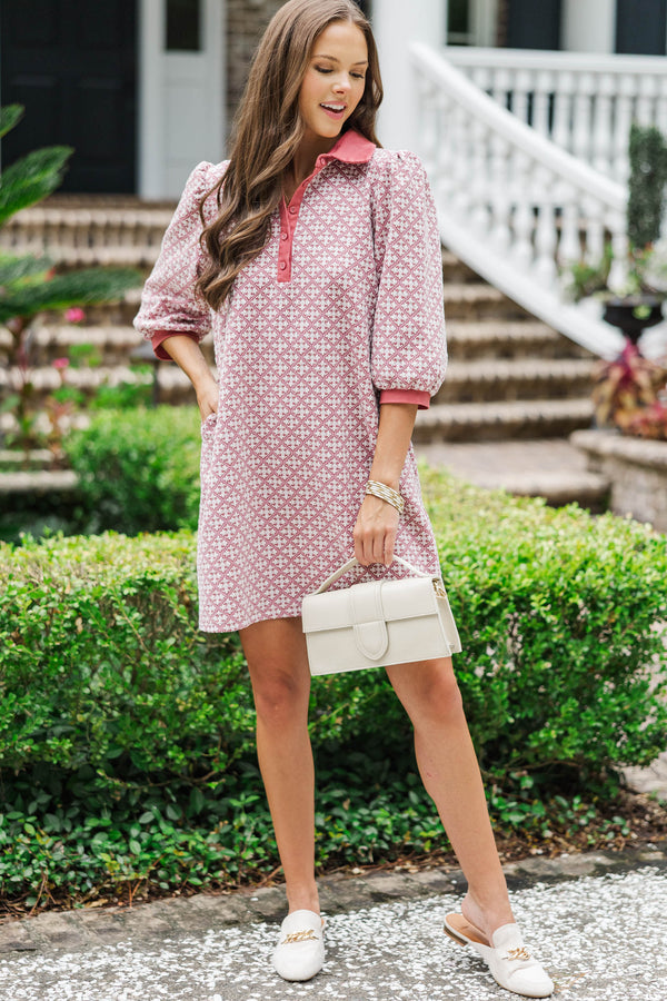 Act With Love Mauve Medallion Dress