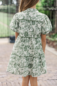 Girls: More Memories Olive Toile Babydoll Dress