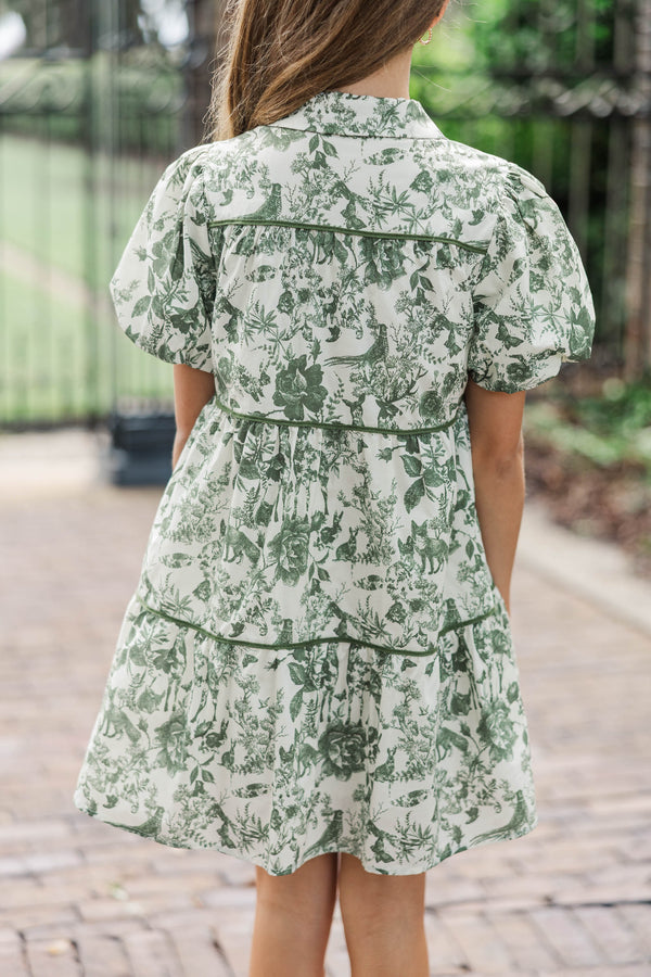 Girls: More Memories Olive Toile Babydoll Dress