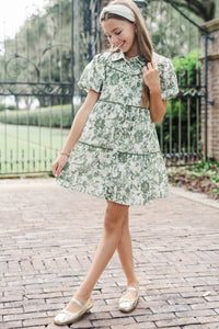 Girls: More Memories Olive Toile Babydoll Dress