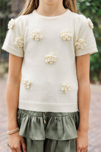 Girls: All In Your Head Cream Floral Sweater