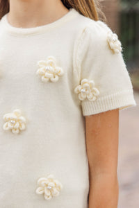 Girls: All In Your Head Cream Floral Sweater