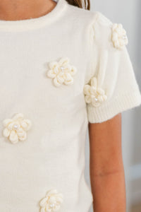 Girls: All In Your Head Cream Floral Sweater