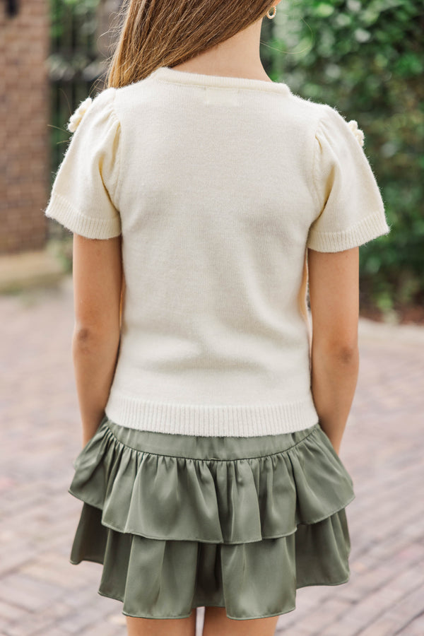 Girls: All In Your Head Cream Floral Sweater