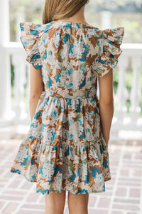 Girls: At This Time Brown Ditsy Floral Dress