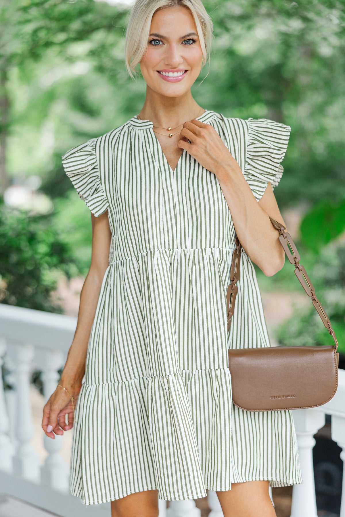 Good Day Olive Striped Dress main image 1