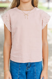 Girls: Radiant Glow Pink Pearl Embellished Blouse