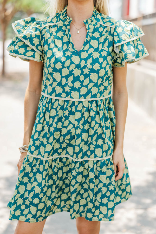 Come For It Green Floral Babydoll Dress