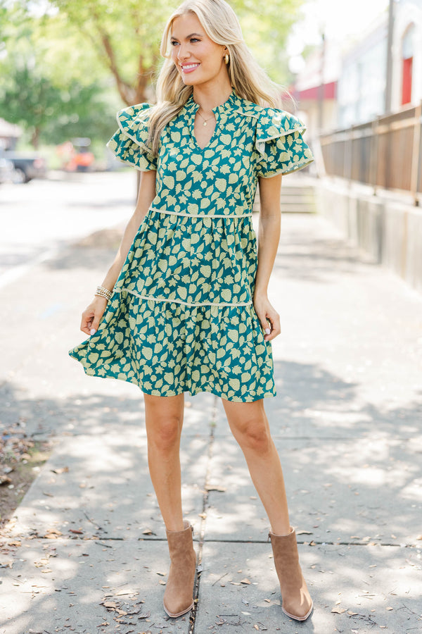 Come For It Green Floral Babydoll Dress
