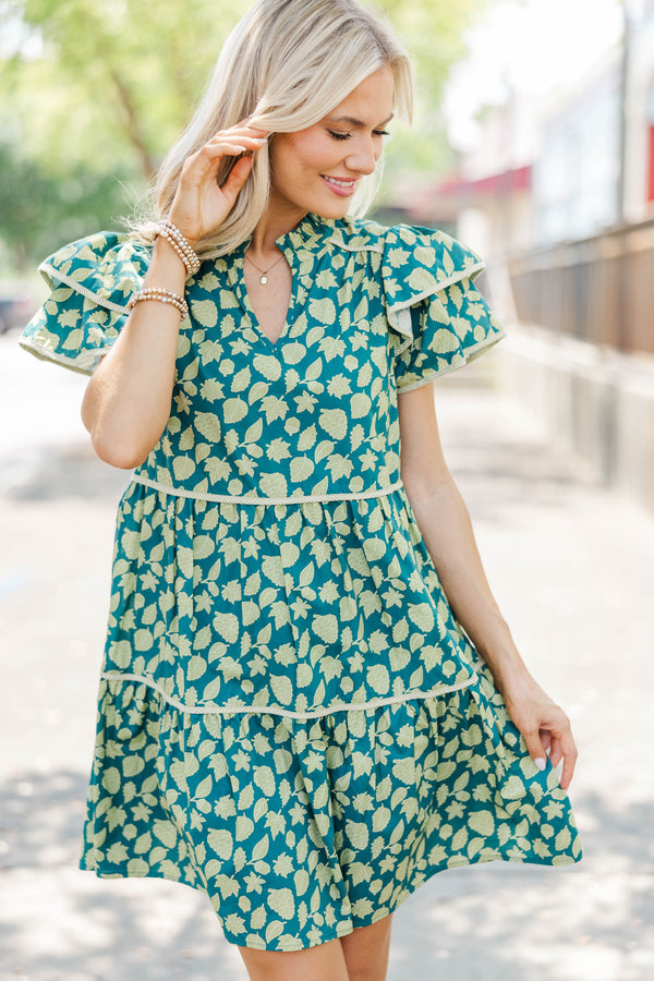 Come For It Green Floral Babydoll Dress