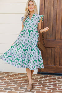 Created Beauty Green Floral Midi Dress