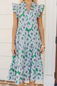 Created Beauty Green Floral Midi Dress