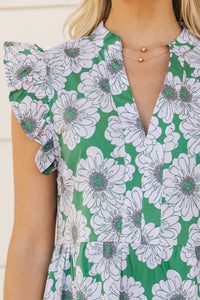 Created Beauty Green Floral Midi Dress