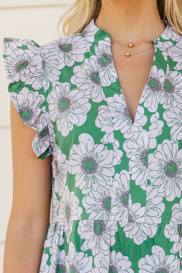 Created Beauty Green Floral Midi Dress