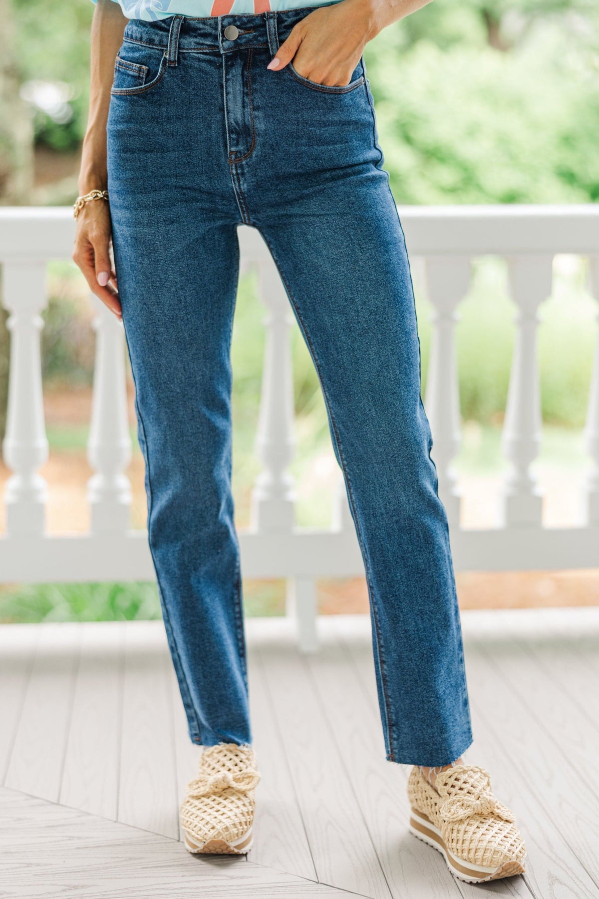 Shadow Wash Straight Leg Jeans