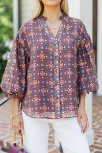 Meant To Be Mine Brown Floral Blouse