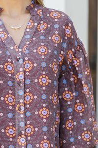 Meant To Be Mine Brown Floral Blouse