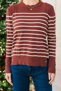 NURSING COLLECTION: Simple Truth Chocolate Brown Striped Sweater