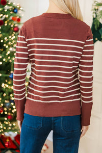 NURSING COLLECTION: Simple Truth Chocolate Brown Striped Sweater